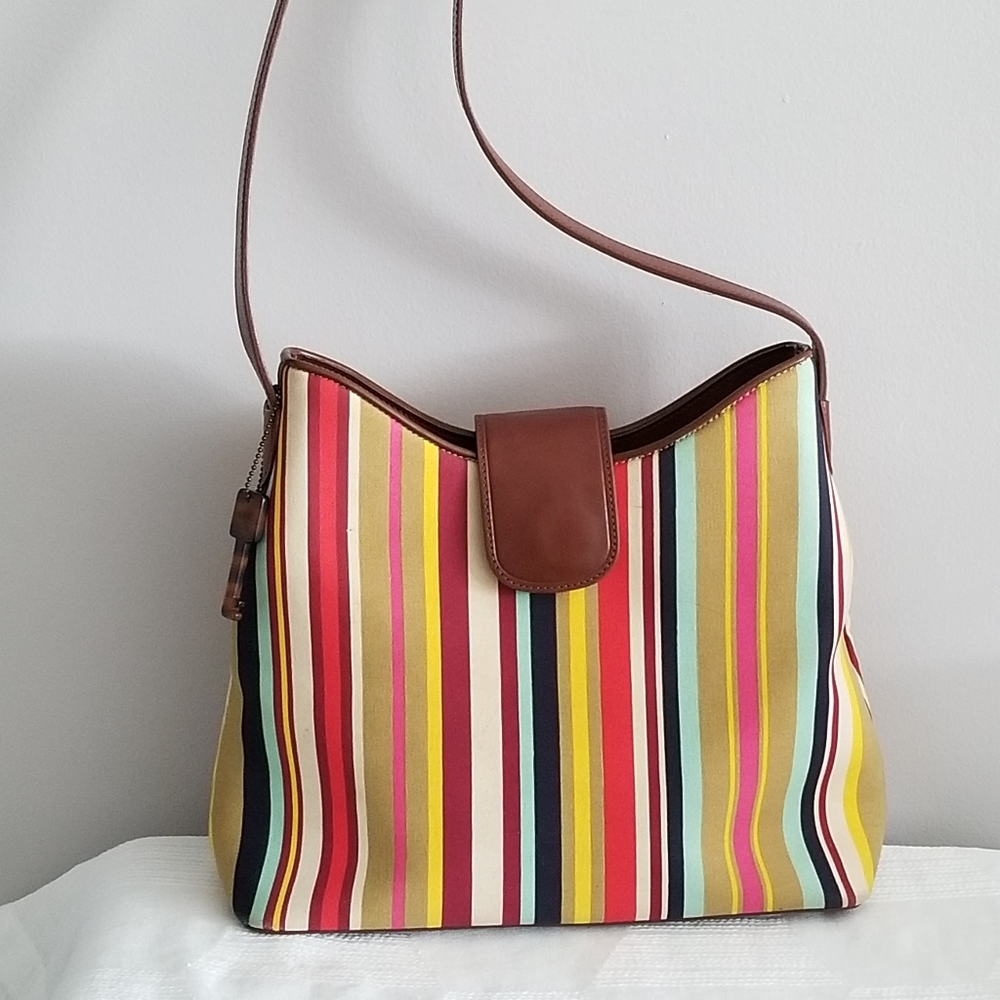 Fossil Colorful Canvas Striped Shoulder Handbag - image 3